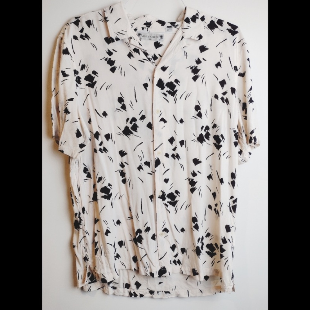All Saints Borealis button front slim fit shirt XXL